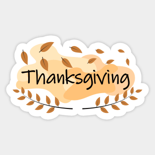 Happy thanksgiving with autumn leaves Sticker